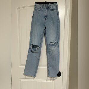 H&M Light Blue distressed wide leg jeans